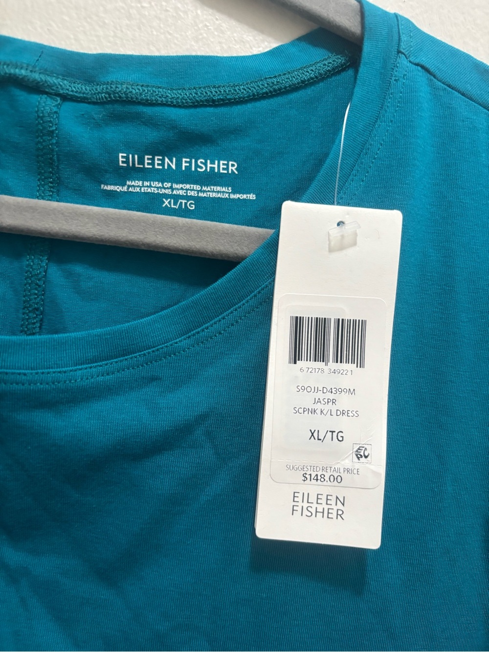 Eileen Fisher Teal Jersey Tank Dress NWT - Picture 2 of 5